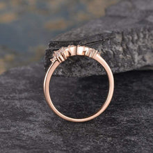 Load image into Gallery viewer, 14Kt Rose gold designer Cluster Chevron V Shaped Curved Baguette Cut Natural diamond Band ring by diamtrendz
