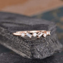 Load image into Gallery viewer, 14Kt Rose gold designer Half Eternity Baguette Cut Natural diamond Band ring by diamtrendz
