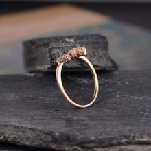 Load image into Gallery viewer, 14Kt Rose gold designer Baguette Cut Chevron V Shaped Curved Natural diamond ring by diamtrendz
