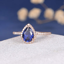 Load image into Gallery viewer, 14Kt Rose gold designer Sapphire diamond ring by diamtrendz
