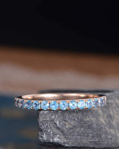 14Kt Rose Gold Designer Blue Topaz Ring by Diamtrendz