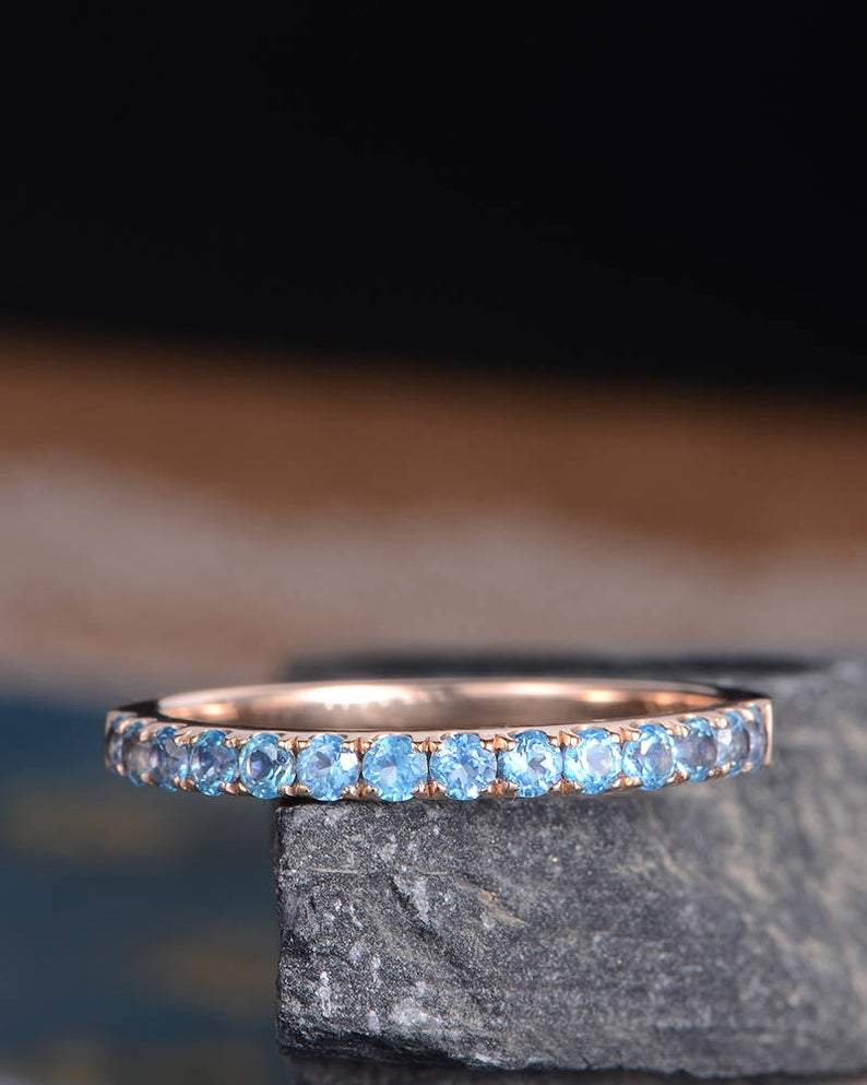 14Kt Rose Gold Designer Blue Topaz Ring by Diamtrendz