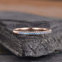 Load image into Gallery viewer, 14Kt Rose gold designer Blue Topaz Half Eternity ring by diamtrendz
