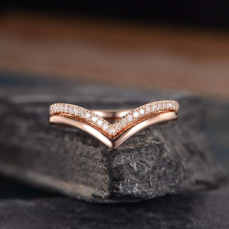 14Kt Rose Gold Designer Diamond Ring by Diamtrendz