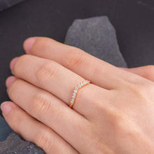 Load image into Gallery viewer, 14Kt Rose gold designer Chevron V Shaped Curved diamond ring by diamtrendz
