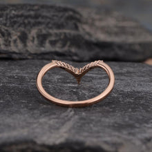 Load image into Gallery viewer, 14Kt Rose gold designer Pear Cut Chevron V Shaped Curved Natural diamond ring by diamtrendz
