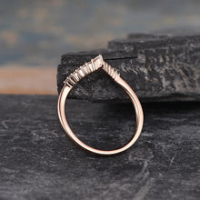Load image into Gallery viewer, 14Kt Rose gold designer Pear Cut Chevron V Shaped Curved Natural diamond ring by diamtrendz

