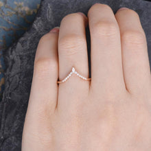 Load image into Gallery viewer, 14Kt Rose gold designer Pear Cut Chevron V Shaped Curved Natural diamond ring by diamtrendz
