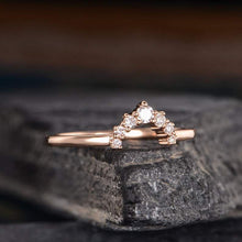 Load image into Gallery viewer, 14Kt Rose gold designer Chevron V Shaped Curved Natural diamond Band ring by diamtrendz
