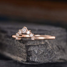 Load image into Gallery viewer, 14Kt Rose gold designer Chevron V Shaped Curved Natural diamond Band ring by diamtrendz
