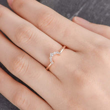 Load image into Gallery viewer, 14Kt Rose gold designer Chevron V Shaped Curved Natural diamond Band ring by diamtrendz
