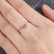 Load image into Gallery viewer, 14Kt Rose gold designer Chevron V Shaped Curved Natural diamond Band ring by diamtrendz
