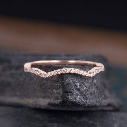 14Kt Rose gold designer Chevron V Shaped Curved Half Eternity Natural diamond Band ring by diamtrendz