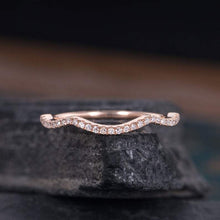 Load image into Gallery viewer, 14Kt Rose gold designer Chevron V Shaped Curved Half Eternity Natural diamond Band ring by diamtrendz
