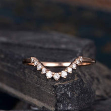 Load image into Gallery viewer, 14Kt Rose gold designer Chevron V Shaped Curved Natural diamond Band ring by diamtrendz
