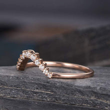 Load image into Gallery viewer, 14Kt Rose gold designer Chevron V Shaped Curved Natural diamond Band ring by diamtrendz
