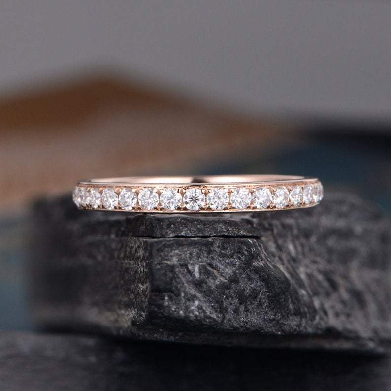 14Kt Rose gold designer Classic Eternity Natural Diamond Band ring by diamtrendz