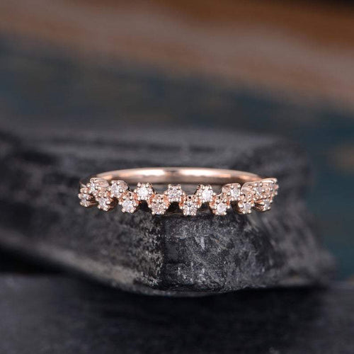 14Kt Rose gold designer Cluster Half Eternity Natural diamond ring by diamtrendz