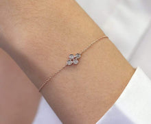 Load image into Gallery viewer, 14Kt Rose Gold Chain 4 Stone Cluster Natural Diamond Charm Bracelet
