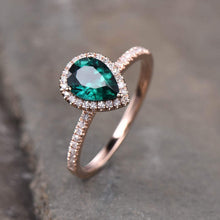 Load image into Gallery viewer, 14Kt Rose gold designer Emerald diamond ring by diamtrendz

