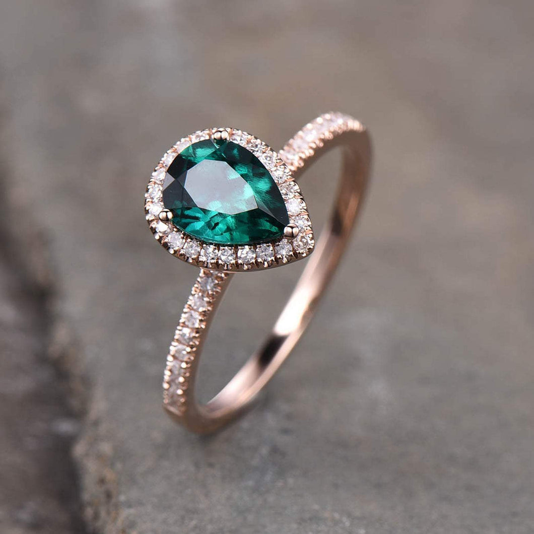 14Kt Rose gold designer Emerald diamond ring by diamtrendz