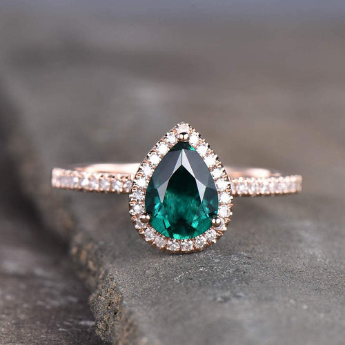 14Kt Rose gold designer Emerald diamond ring by diamtrendz