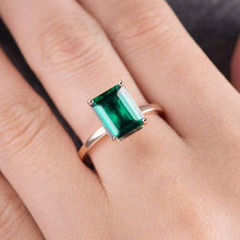 Load image into Gallery viewer, 14Kt Rose gold designer Solitaire Gemstone Emerald ring by diamtrendz
