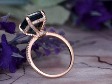 Load image into Gallery viewer, 14Kt Rose Gold Designer Blue Topaz Emerald Shape Diamond Ring by Diamtrendz
