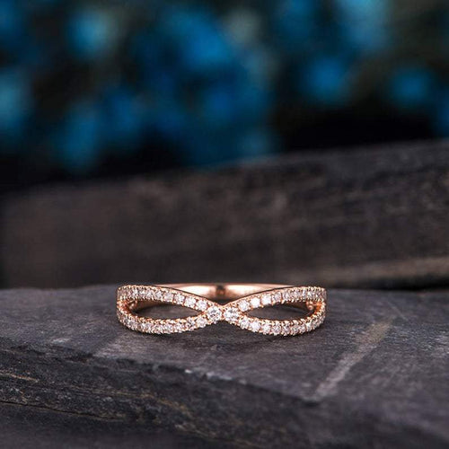 14Kt Rose gold designer Half Eternity Infinity Natural diamond ring by diamtrendz