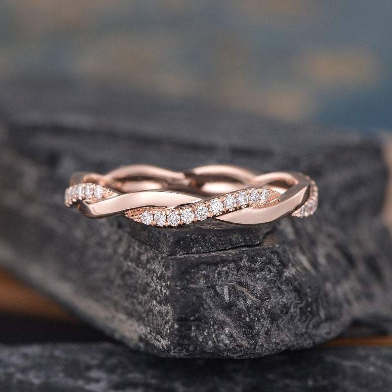 14Kt Rose gold designer Eternity Infinity diamond ring by diamtrendz
