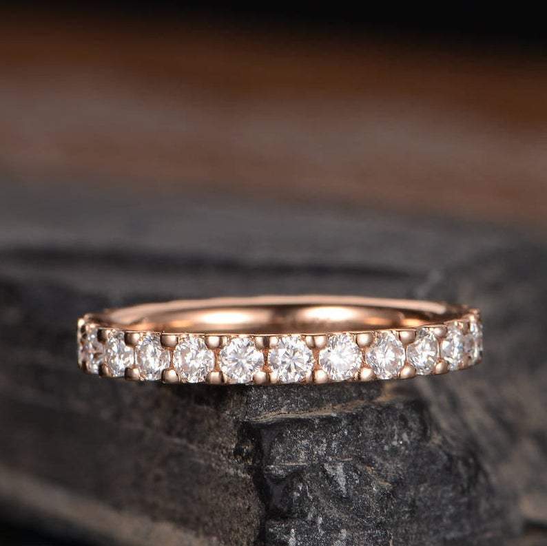 14Kt Rose gold designer Full Eternity Natural diamond Band ring by diamtrendz