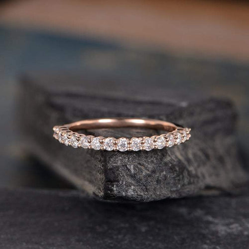 14Kt Rose gold designer Half Eternity Natural diamond Band ring by diamtrendz