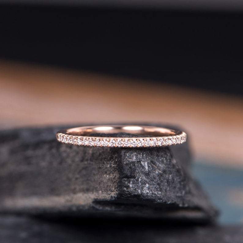 14Kt Rose gold designer Half Eternity Natural diamond Band ring by diamtrendz