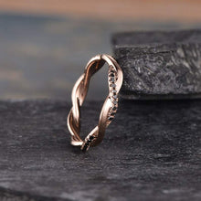 Load image into Gallery viewer, 14Kt Rose gold designer Infinity Eternity Twist Natural Black diamond ring by diamtrendz
