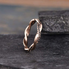Load image into Gallery viewer, 14Kt Rose gold designer Infinity Eternity Twist Natural Black diamond ring by diamtrendz
