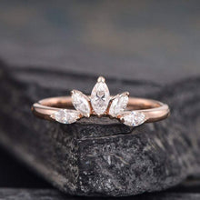 Load image into Gallery viewer, 14Kt Rose gold designer Chevron V Shaped Curved Marquise Cut Natural diamond Band ring by diamtrendz
