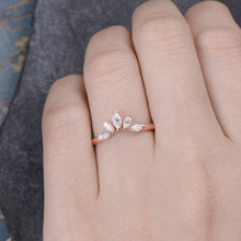 Load image into Gallery viewer, 14Kt Rose gold designer Chevron V Shaped Curved Marquise Cut Natural diamond Band ring by diamtrendz
