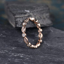Load image into Gallery viewer, 14Kt Rose gold designer Bezel Setting Full Eternity Infinity Marquise Cut Natural diamond Band ring by diamtrendz
