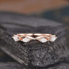 Load image into Gallery viewer, 14Kt Rose gold designer Half Eternity Infinity Marquise Cut Natural diamond Band ring by diamtrendz
