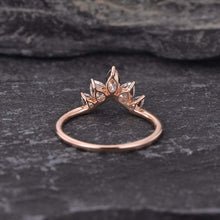 Load image into Gallery viewer, 14Kt Rose gold designer Chevron V Shaped Curved Pear &amp; Marquise Cut Natural diamond Band ring by diamtrendz
