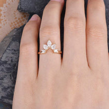 Load image into Gallery viewer, 14Kt Rose gold designer Marquise Cut Pear Cut Chevron V Shaped Curved Natural diamond ring by diamtrendz
