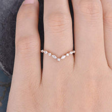 Load image into Gallery viewer, 14Kt Rose gold designer Marquise Cut Chevron V Shaped Curved Natural diamond ring by diamtrendz
