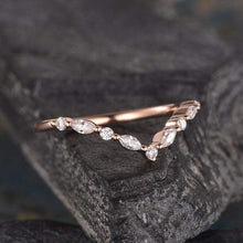 Load image into Gallery viewer, 14Kt Rose gold designer Marquise Cut Chevron V Shaped Curved Natural diamond ring by diamtrendz

