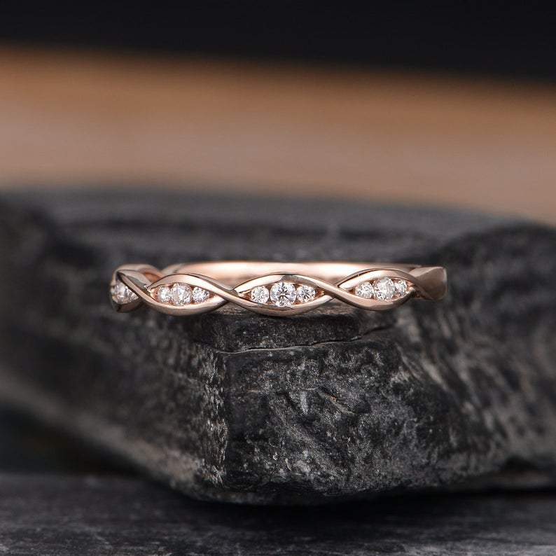 14Kt Gold Natural Diamond Infinity Wedding Band Ring 2.50gm