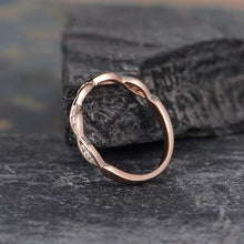 Load image into Gallery viewer, 14Kt Rose gold designer Marquise Shape Half Eternity Twist Infinity Natural diamond Band ring by diamtrendz
