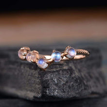 Load image into Gallery viewer, 14Kt Rose gold designer Moonstone Chevron V Shaped Curved ring by diamtrendz
