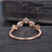 Load image into Gallery viewer, 14Kt Rose gold designer Moonstone Chevron V Shaped Curved ring by diamtrendz
