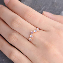 Load image into Gallery viewer, 14Kt Rose gold designer Moonstone Chevron V Shaped Curved ring by diamtrendz
