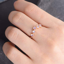 Load image into Gallery viewer, 14Kt Rose gold designer Moonstone Chevron V Shaped Curved ring by diamtrendz
