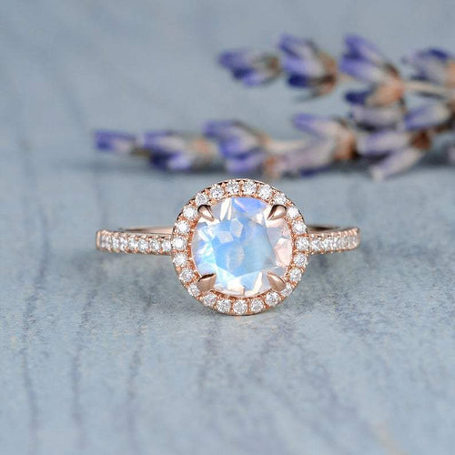 14Kt Rose gold Moonstone diamond ring by diamtrendz